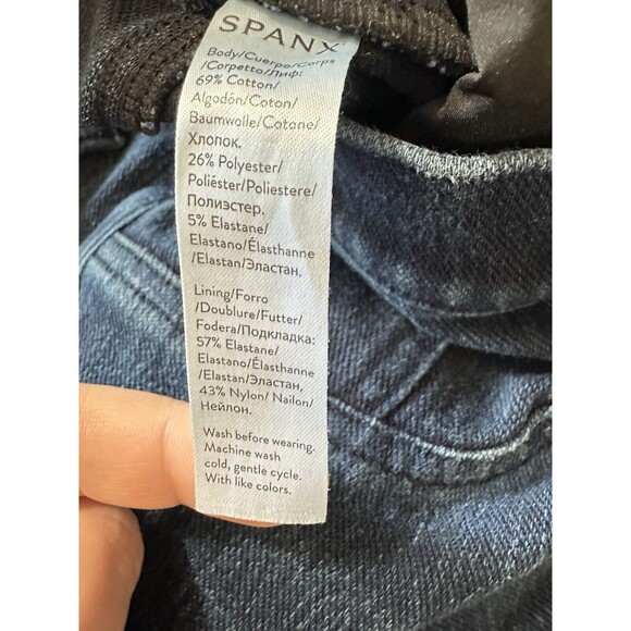 Spanx Jean-ish Denim Jogging Leggings Womens Small Dark Wash Pull On Stretch - Picture 3 of 9
